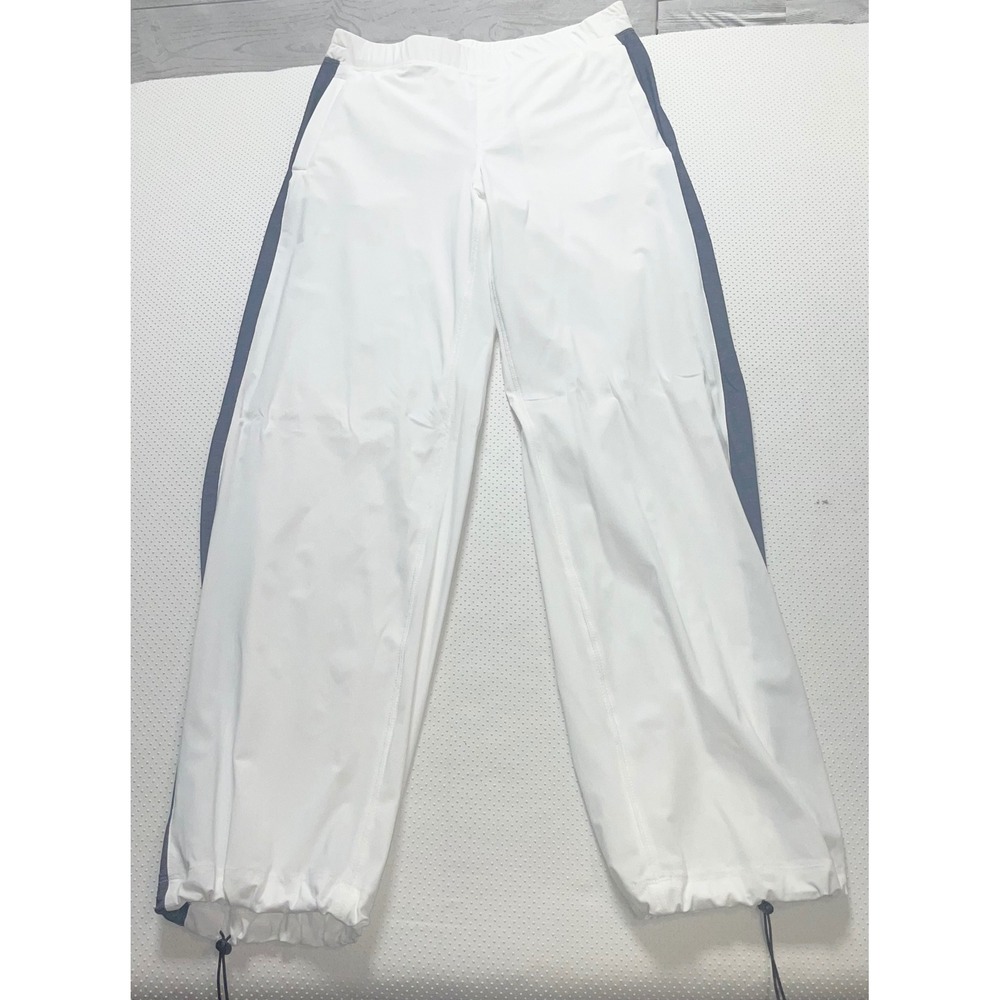 Lululemon Women's White & Gray Size 8 Track Pants Side Stripe Drawstring